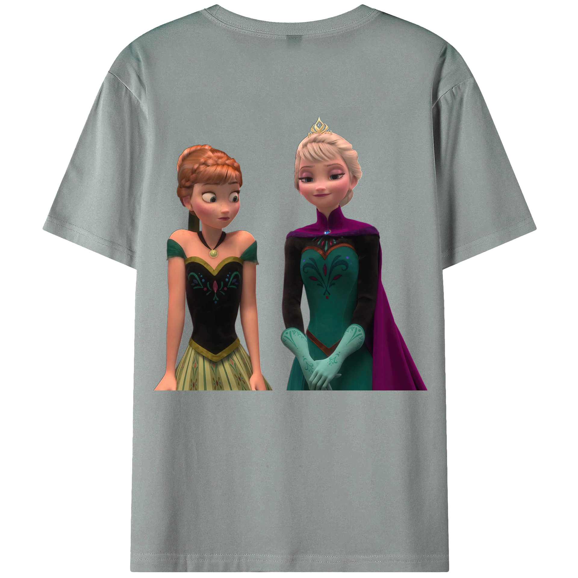 （画像用） アナと雪の女王 アンナ エルサ Frozen Anna Elsa 綿100％ メンズ半袖Tシャツ（バックプリント） 通気性